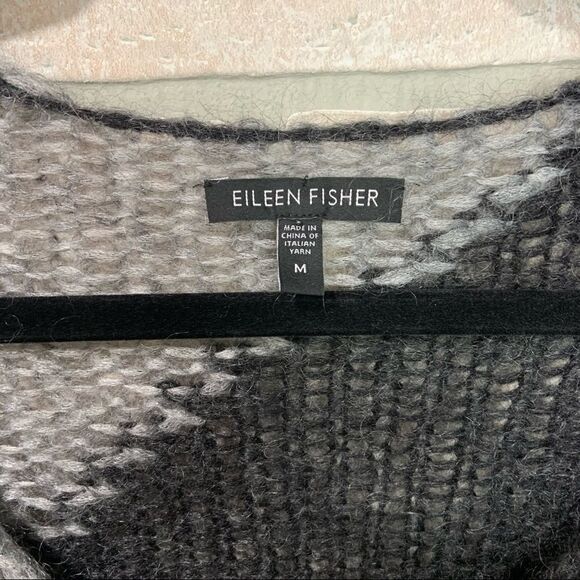 Eileen Fisher Mohair Cashmere Colorblock Sweater V3 - Picture 8 of 9